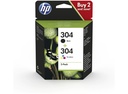 HP 304 2-Pack Black/Tri-Color Original Ink Cartridge 